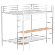 Bettoni Full-Over-Twin Workstation Bunk Bed Matte White