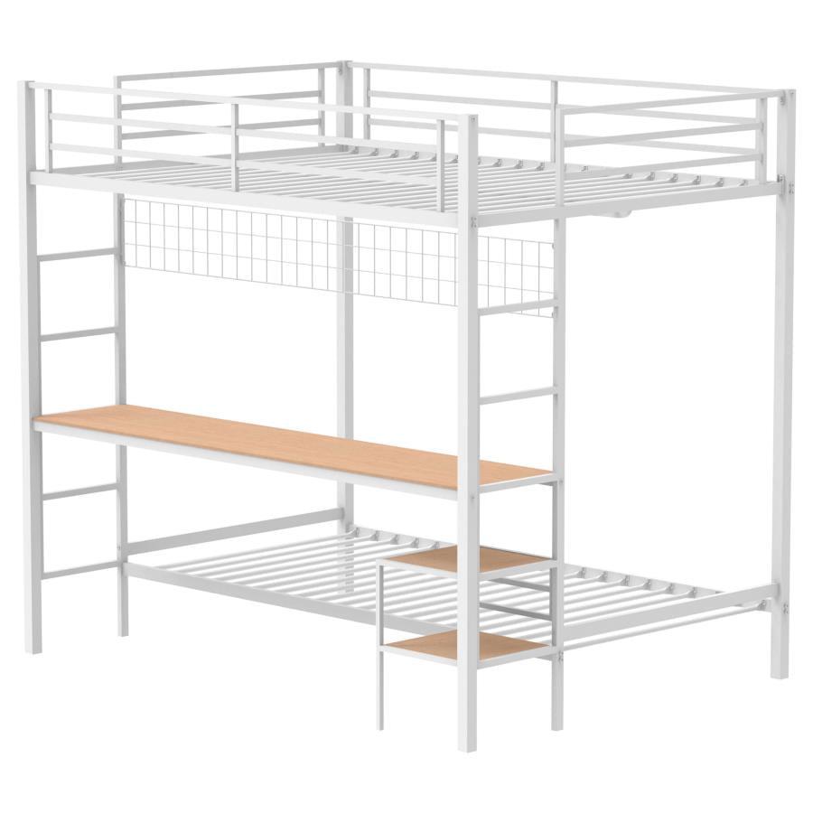 Bettoni Full-Over-Twin Workstation Bunk Bed Matte White