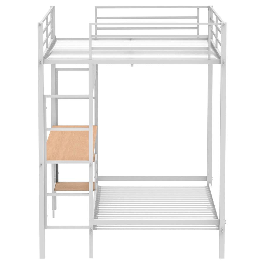 Bettoni Full-Over-Twin Workstation Bunk Bed Matte White