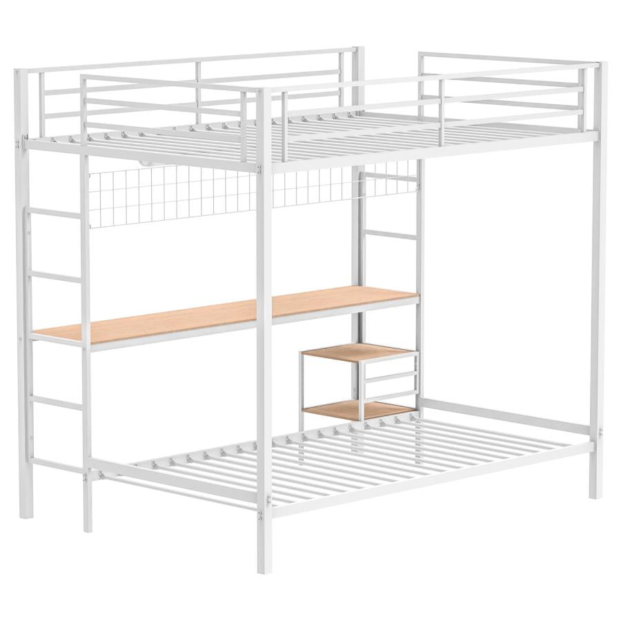 Bettoni Full-Over-Twin Workstation Bunk Bed Matte White
