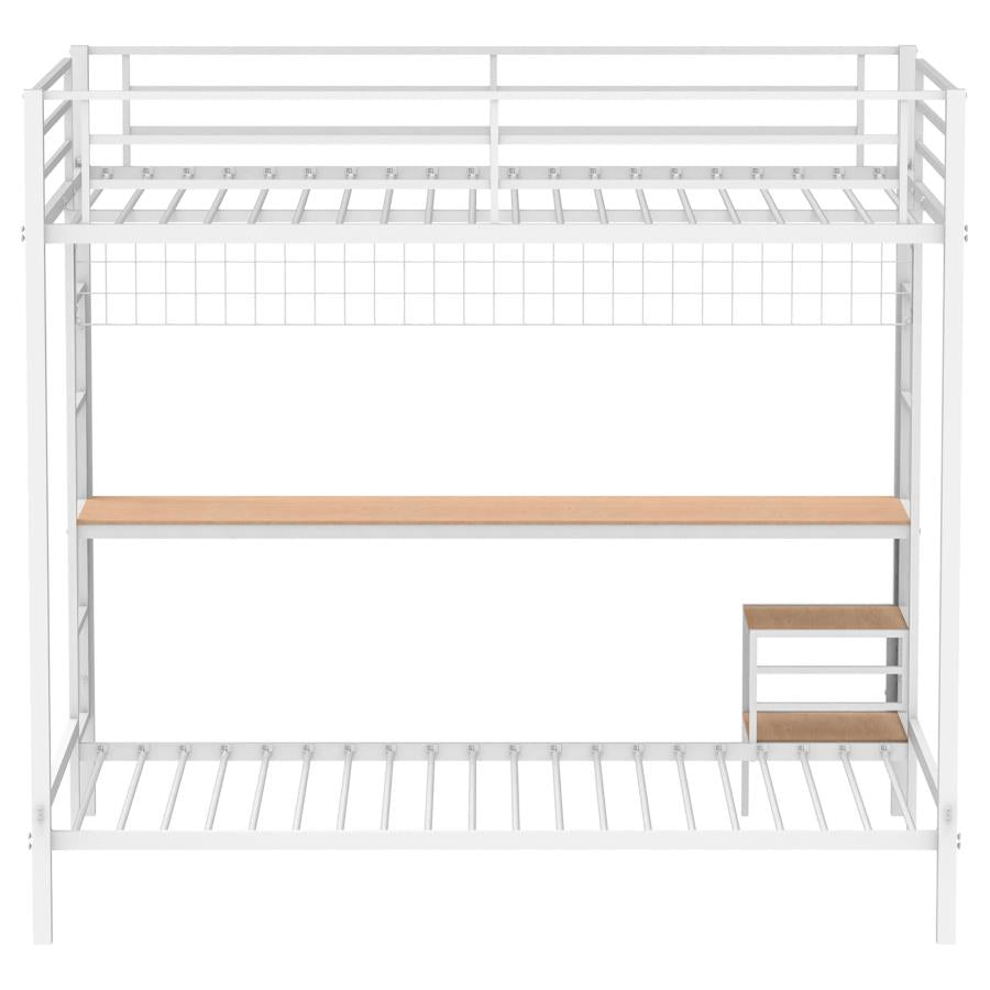 Bettoni Full-Over-Twin Workstation Bunk Bed Matte White