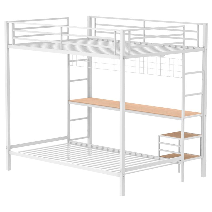 Bettoni Full-Over-Twin Workstation Bunk Bed Matte White