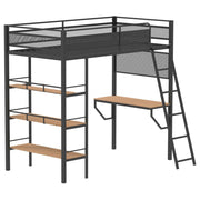 Campus Metal Twin Workstation Loft Bed with Desk Matte Black