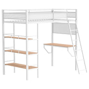 Campus Metal Twin Workstation Loft Bed with Desk Matte White