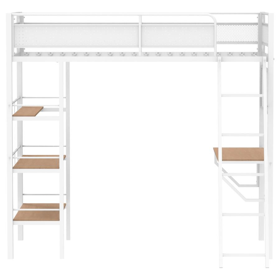 Campus Metal Twin Workstation Loft Bed with Desk Matte White