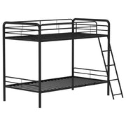 Carson Twin-Over-Twin Steel Bunk Bed with Angled Ladder Glossy Black