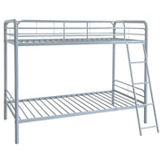 Carson Twin-Over-Twin Steel Bunk Bed with Angled Ladder Glossy Silver
