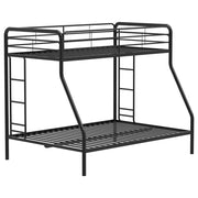 Carson Twin-Over-Full Steel Bunk Bed with Dual Ladders Glossy Black