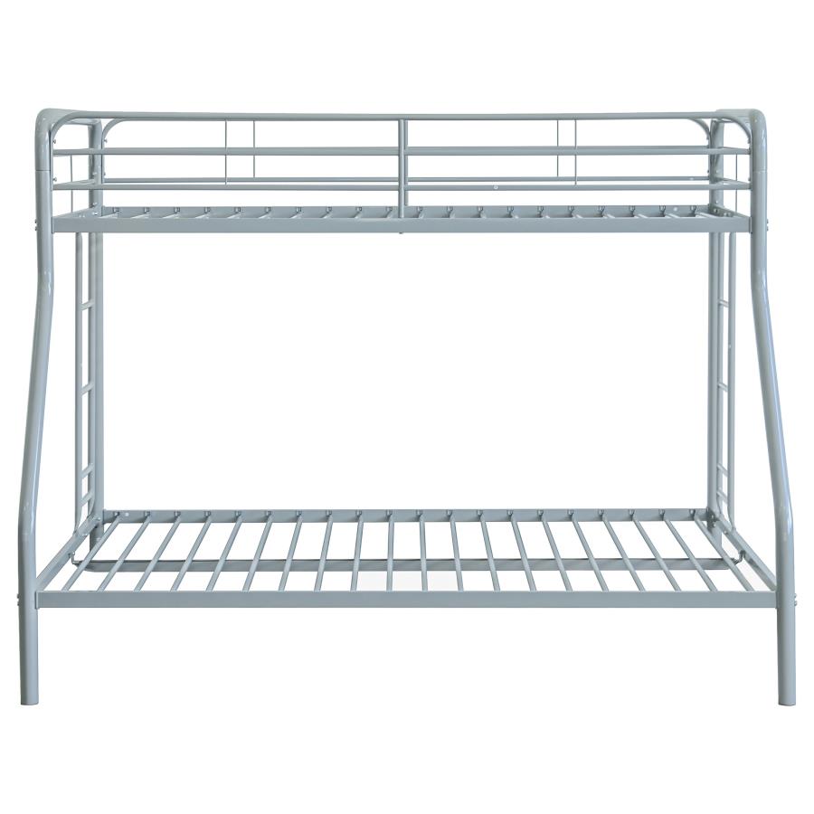Carson Twin-Over-Full Steel Bunk Bed with Dual Ladders Glossy Silver