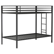 Alevera Twin-Over-Twin Steel Bunk Bed with Ladder Matte Black