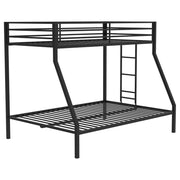 Alevera Twin-Over-Full Steel Bunk Bed with Ladder Matte Black