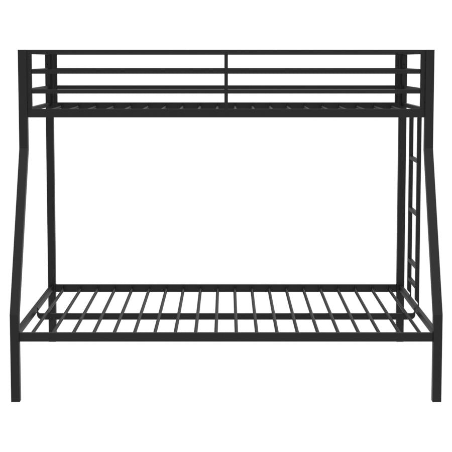 Alevera Twin-Over-Full Steel Bunk Bed with Ladder Matte Black