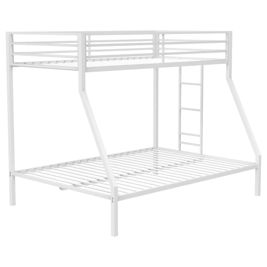 Alevera Metal Twin Over Full Bunk Bed with Ladder Matte White