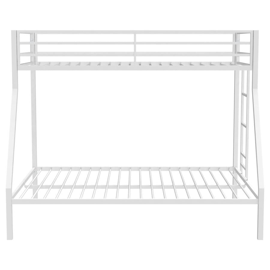 Alevera Twin-Over-Full Steel Bunk Bed with Ladder Matte White