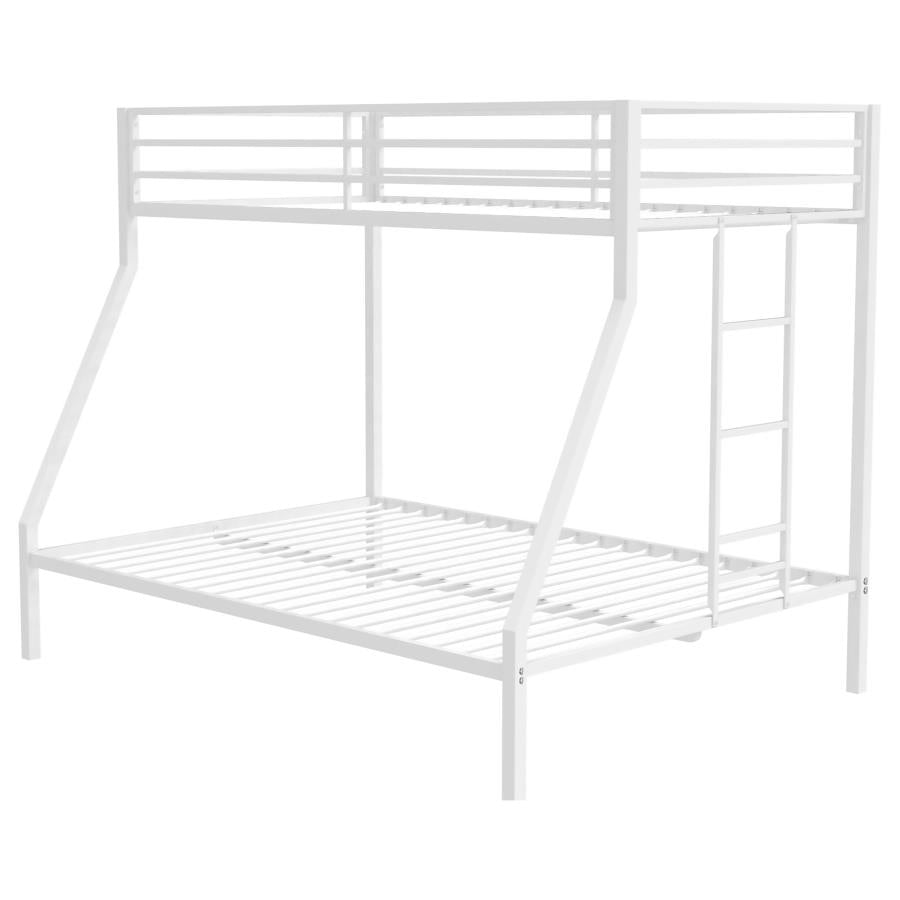 Alevera Twin-Over-Full Steel Bunk Bed with Ladder Matte White