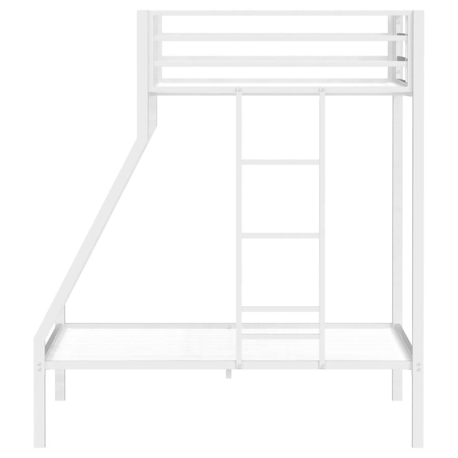 Alevera Twin-Over-Full Steel Bunk Bed with Ladder Matte White