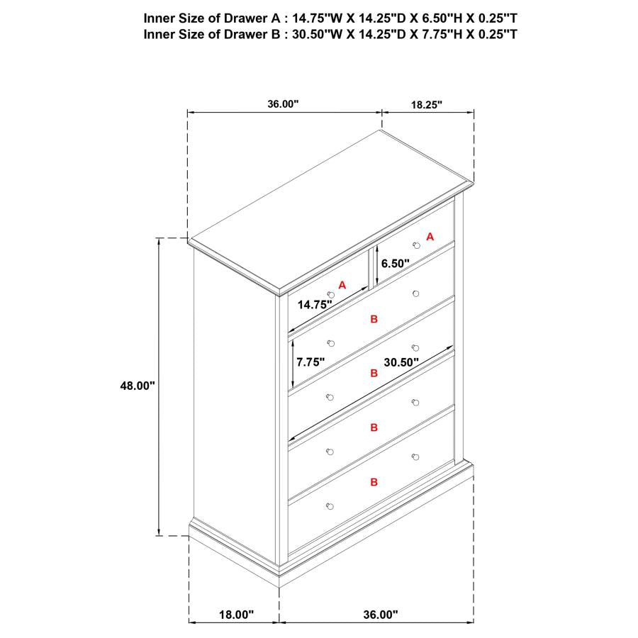 Sumerlin 6-drawer Bedroom Chest of Drawers Cappuccino