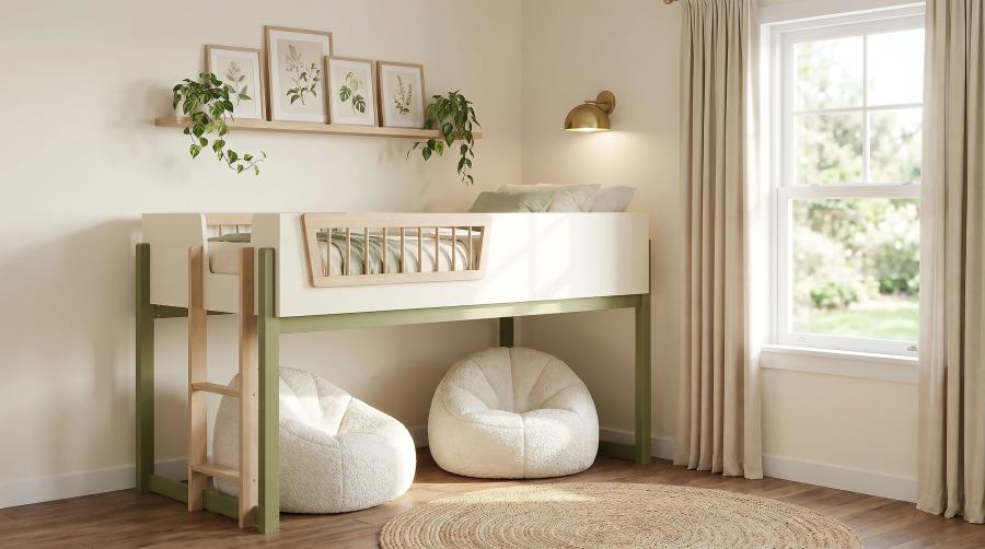 Evren Twin Loft Bed with Ladder Tri-Tone