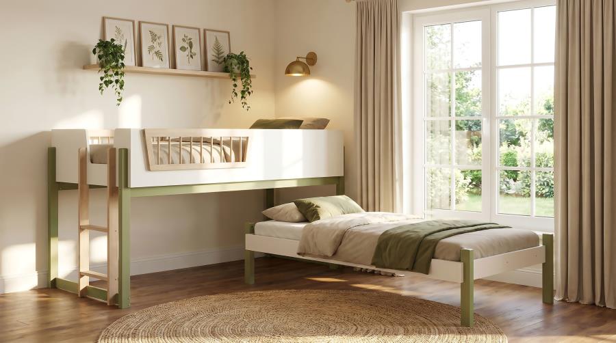Evren Twin Loft Bed with Ladder Tri-Tone