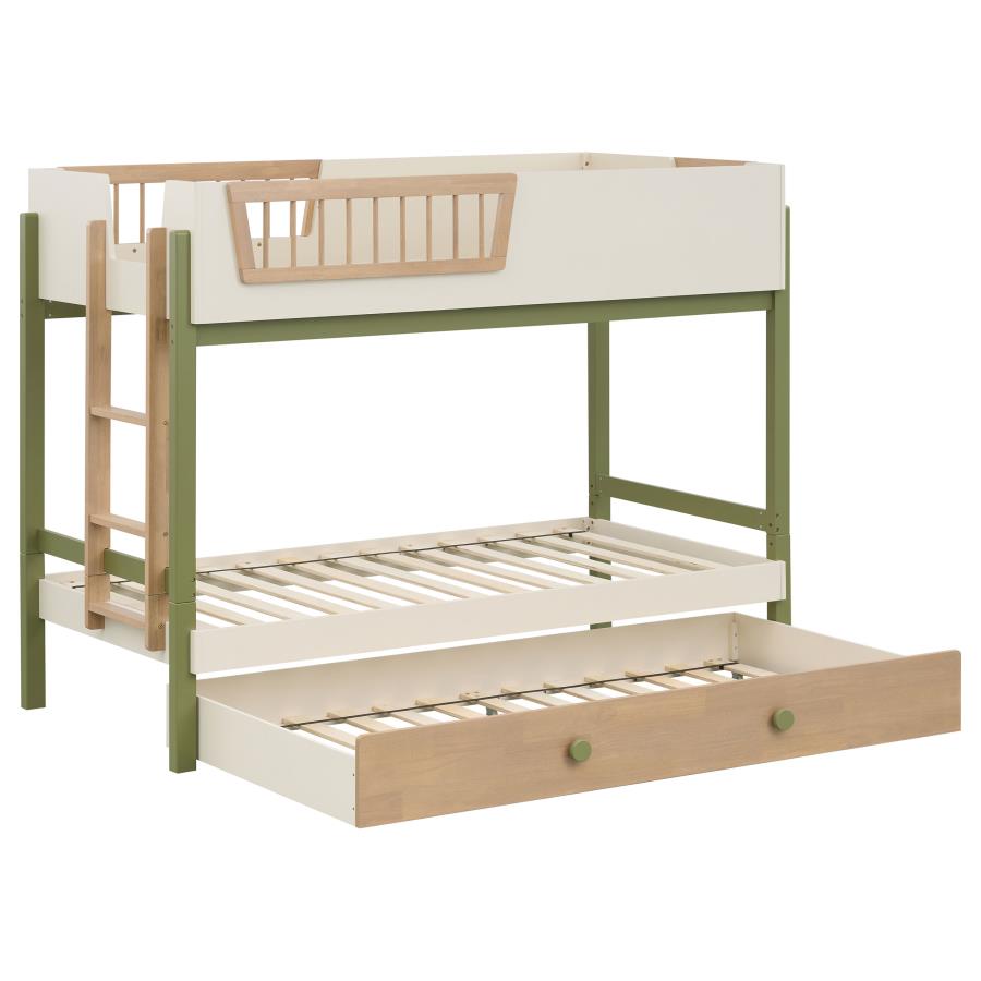 Evren Twin-over-Twin Bunk Bed with Trundle and Ladder Tri-Tone