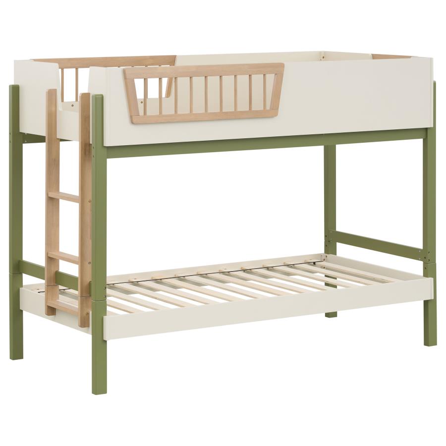 Evren Twin-over-Twin Bunk Bed with Ladder Tri-Tone