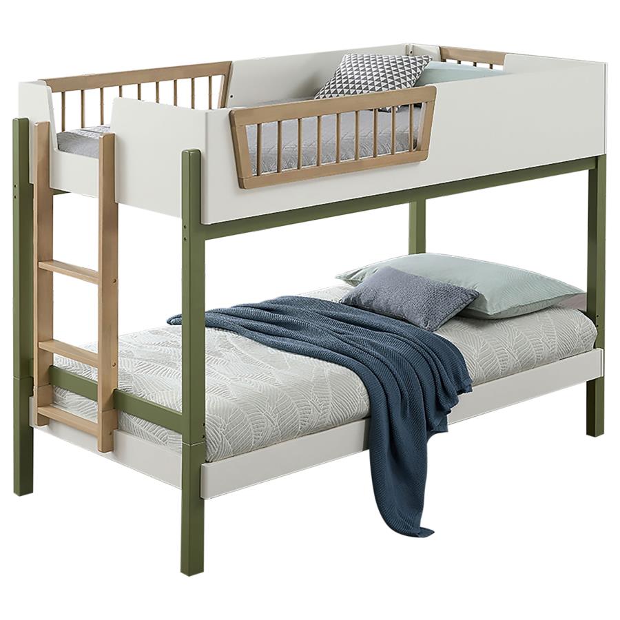 Evren Twin-over-Twin Bunk Bed with Ladder Tri-Tone
