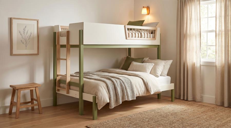 Evren Twin-over-Full Bunk Bed with Ladder Tri-Tone