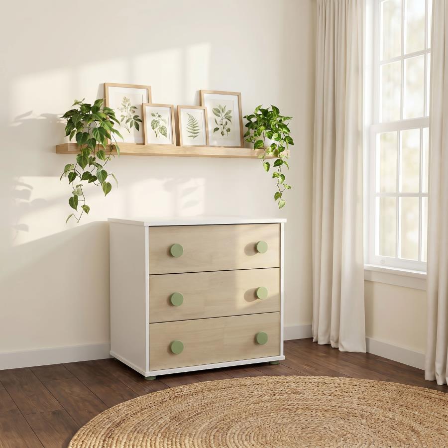 Evren 3-drawer Chest with Olive Wood Knobs Tri-Tone