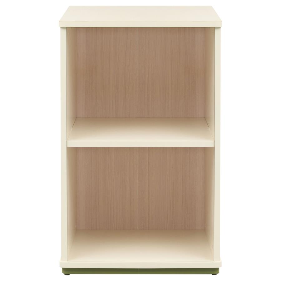 Evren 2-cubby Vertical Bookcase with Natural Interior Off White