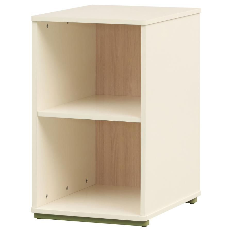 Evren 2-cubby Vertical Bookcase with Natural Interior Off White