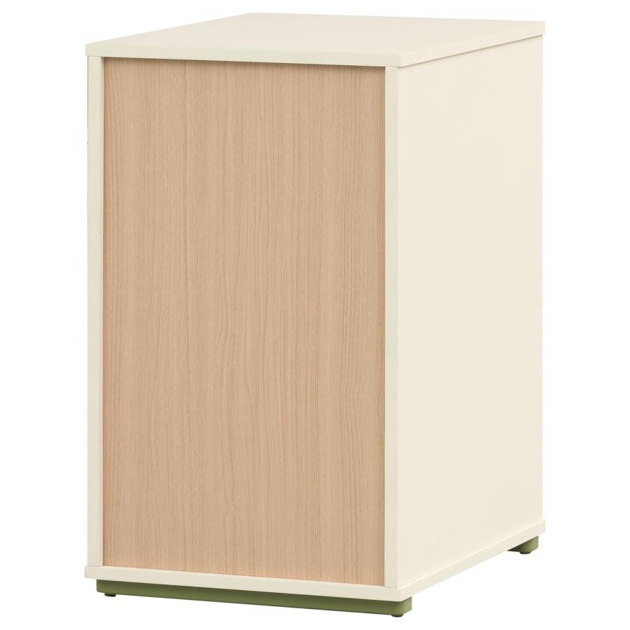 Evren 2-cubby Vertical Bookcase with Natural Interior Off White