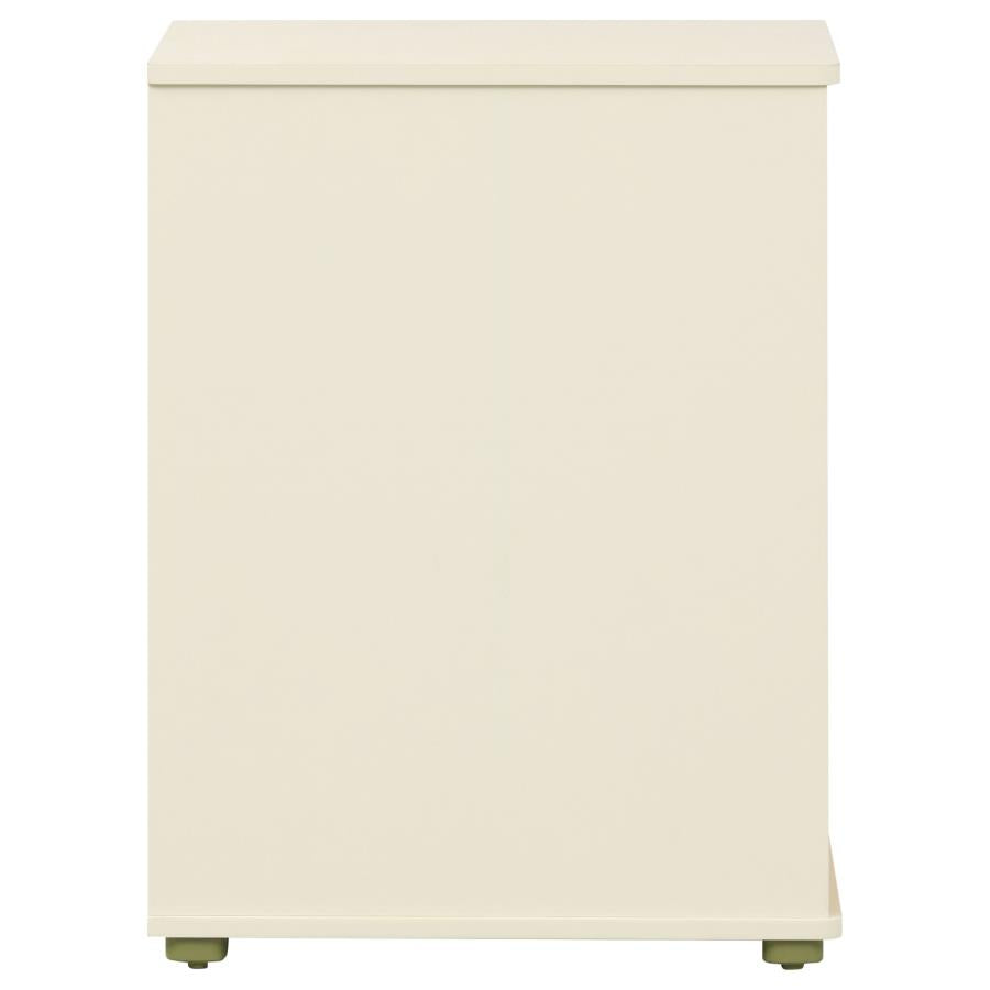 Evren 2-cubby Vertical Bookcase with Natural Interior Off White