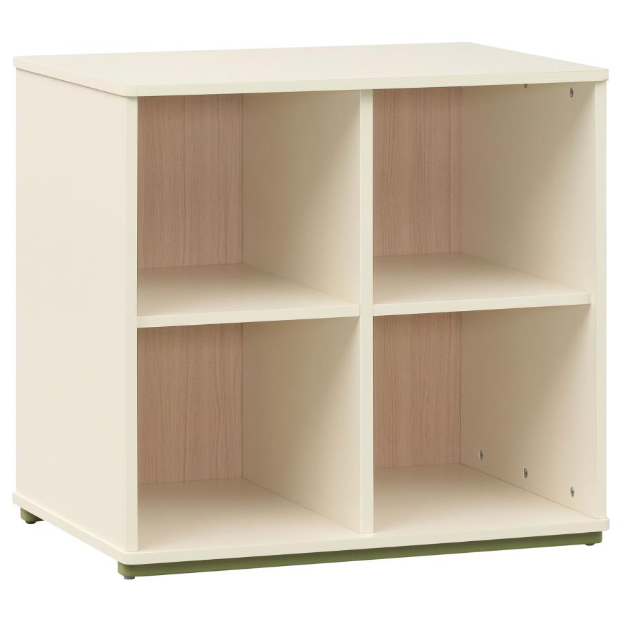 Evren 4-cubby Horizontal Bookcase with Natural Interior Off White