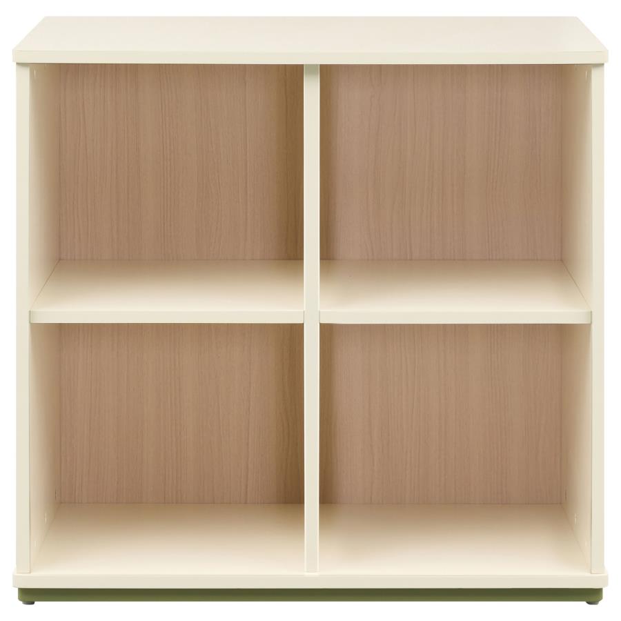 Evren 4-cubby Horizontal Bookcase with Natural Interior Off White
