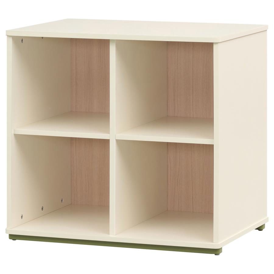 Evren 4-cubby Horizontal Bookcase with Natural Interior Off White