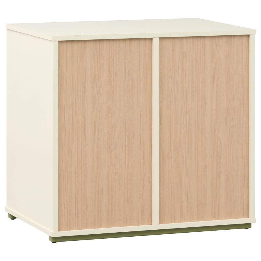 Evren 4-cubby Horizontal Bookcase with Natural Interior Off White