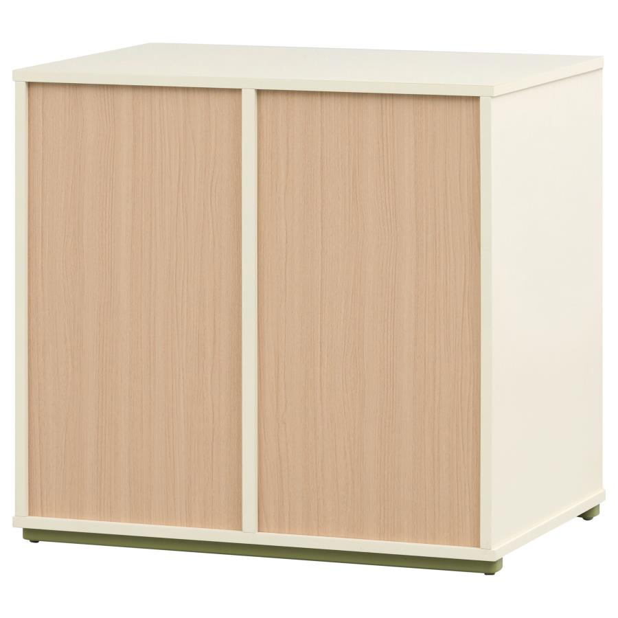 Evren 4-cubby Horizontal Bookcase with Natural Interior Off White
