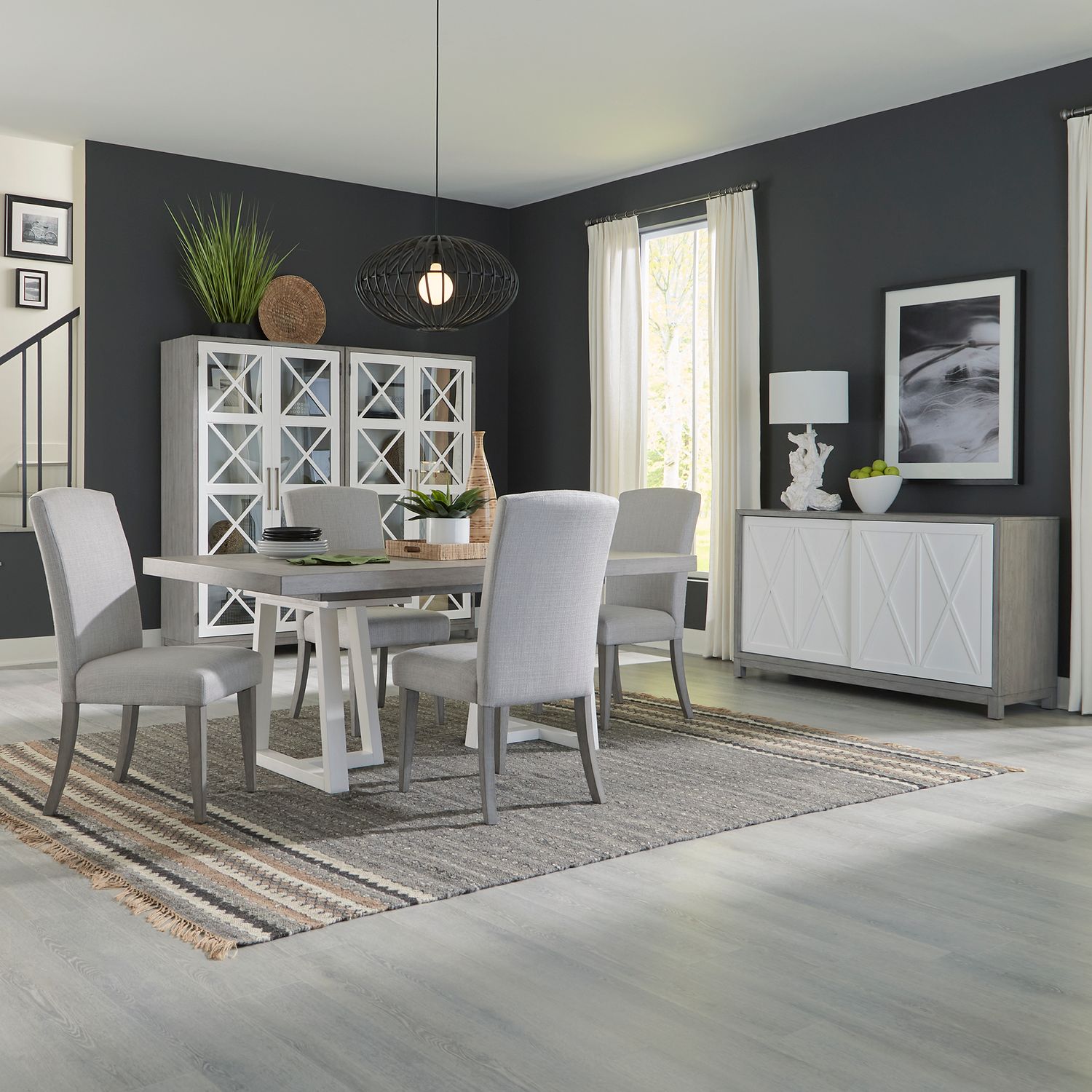 Palmetto Heights 5 Piece Double Pedestal Table Set