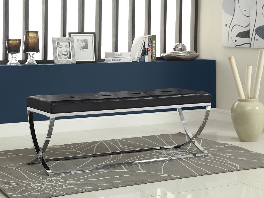 Walton Faux Leather Upholstered Tufted Accent Bench Black