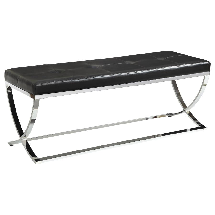 Walton Faux Leather Upholstered Tufted Accent Bench Black