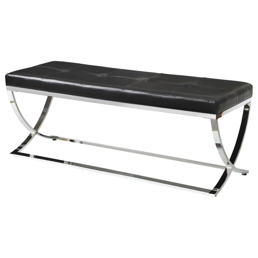 Walton Faux Leather Upholstered Tufted Accent Bench Black