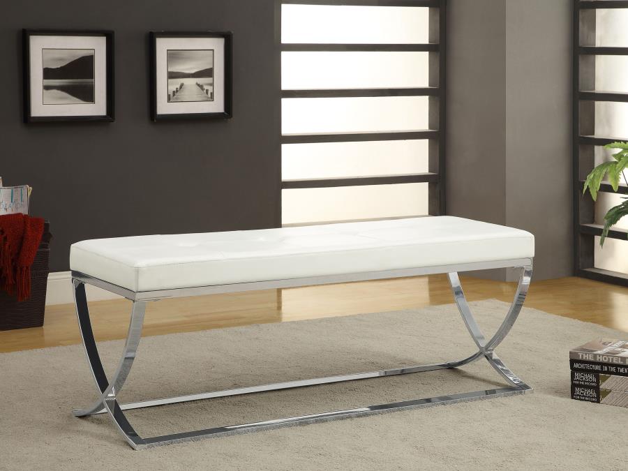 Walton Faux Leather Upholstered Tufted Accent Bench White