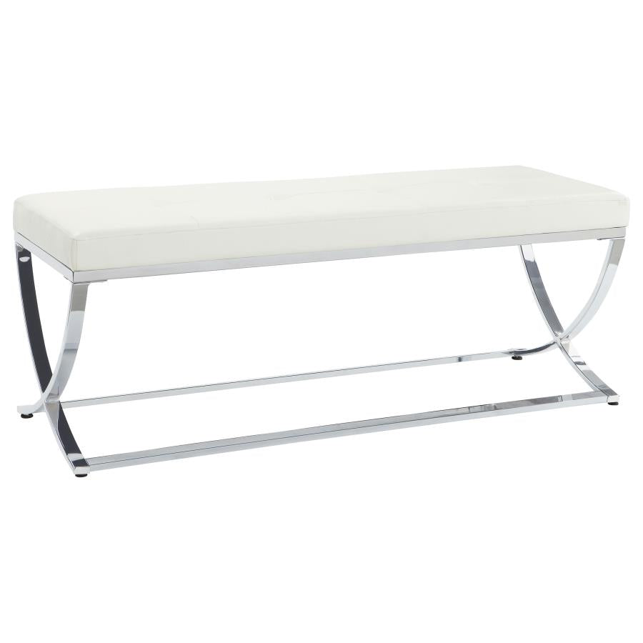 Walton Faux Leather Upholstered Tufted Accent Bench White