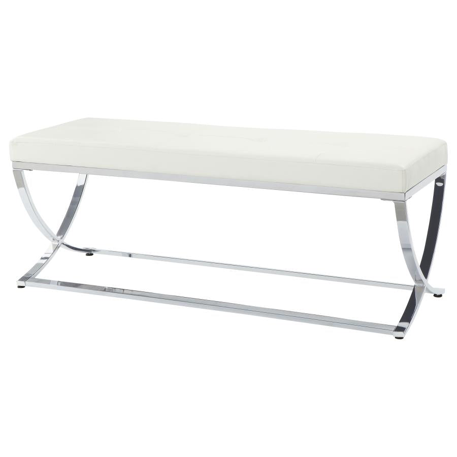 Walton Faux Leather Upholstered Tufted Accent Bench White