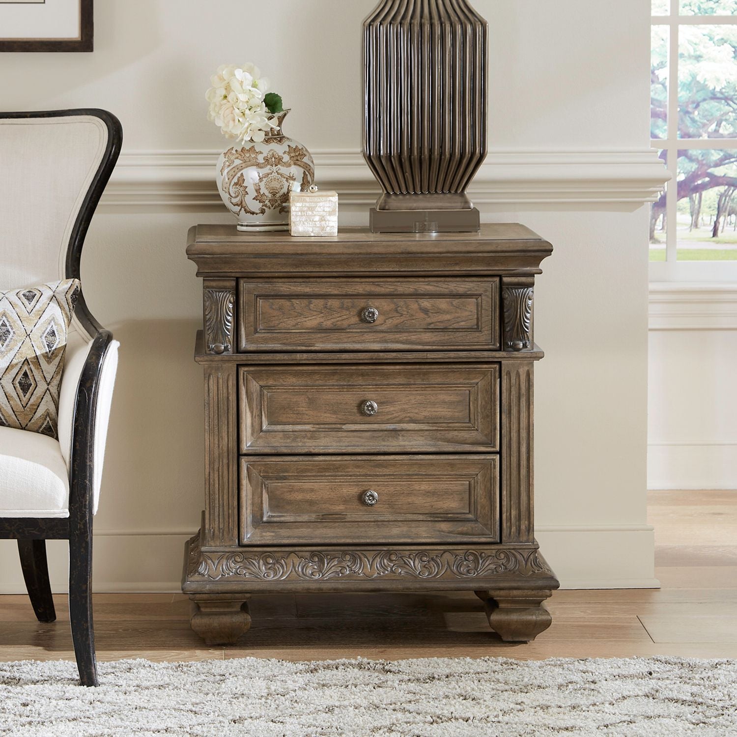 Carlisle Court 3 Drawer Nightstand with Charging Station