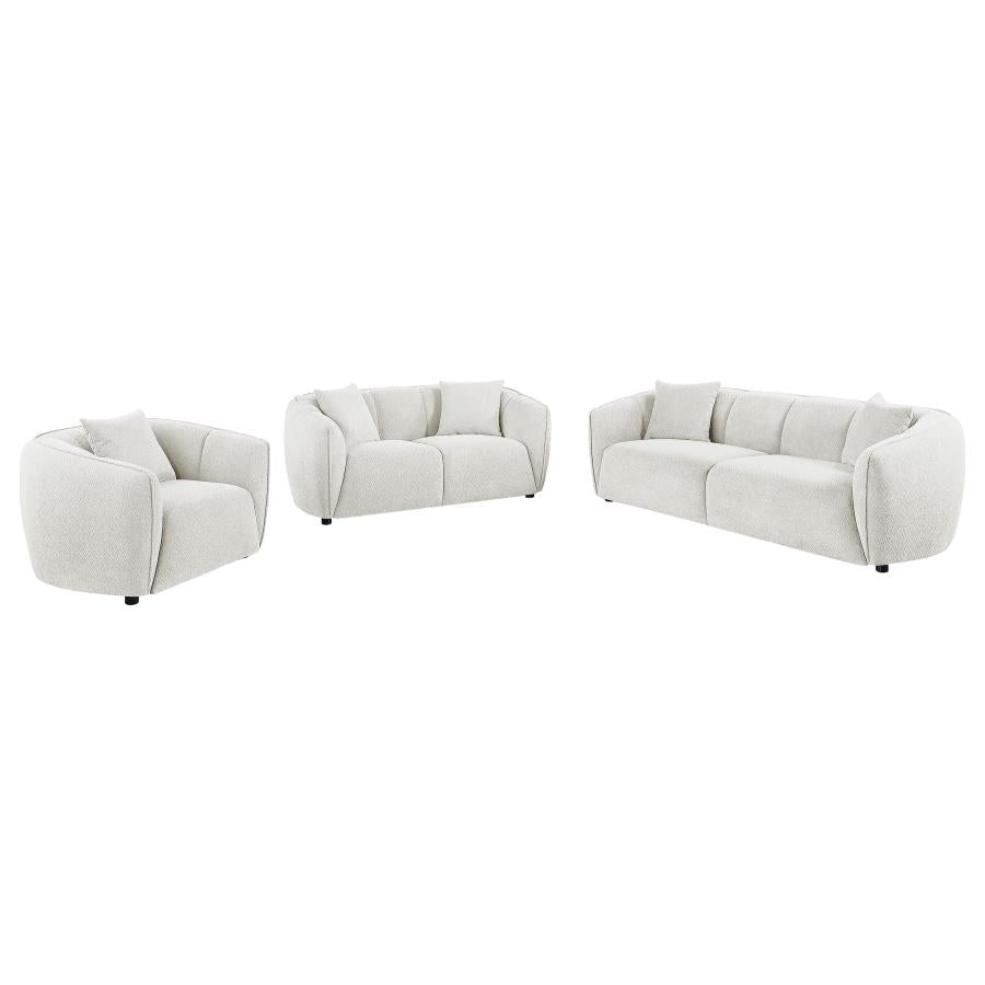 Aleisha 3-piece Chenille Upholstered Sofa Set Ivory