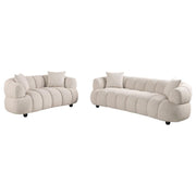 Whitney 2-Piece Contemporary Channel Tufted Woven Fabric Sofa Set Pebble