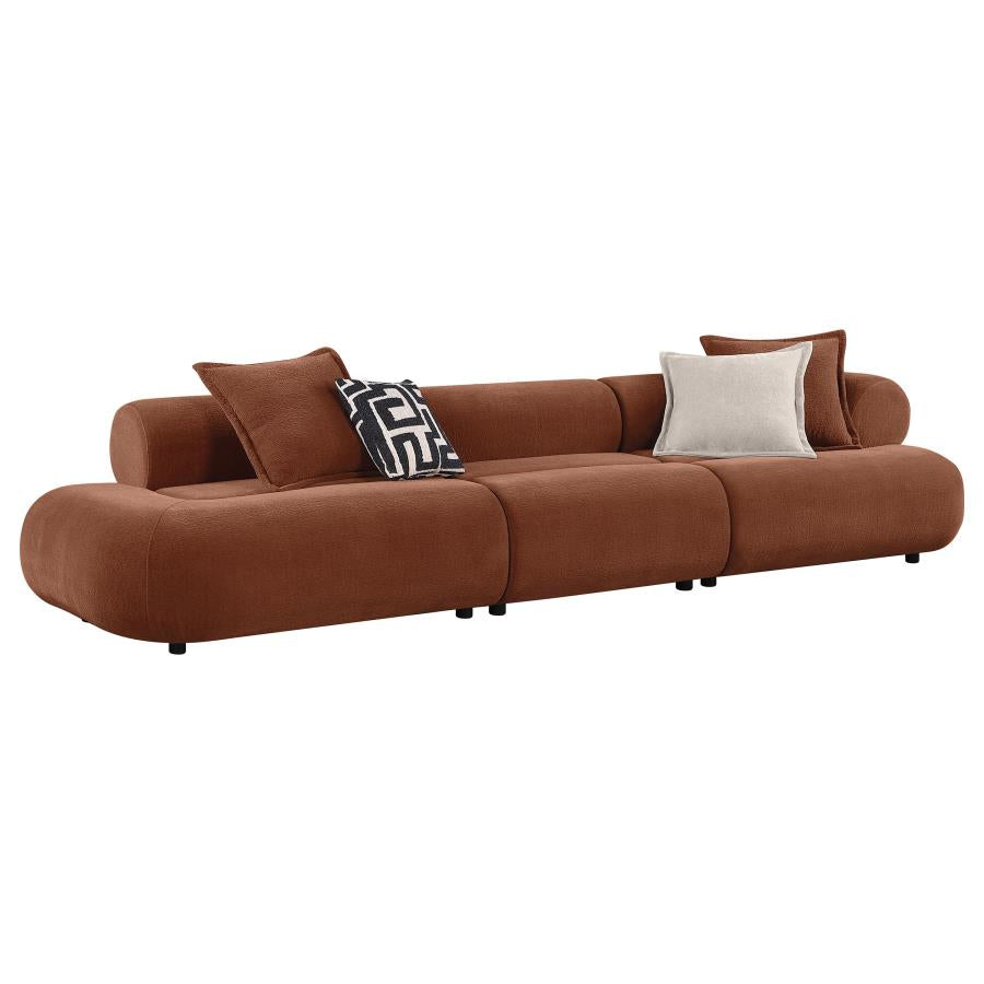 Byrne 143-inch Chenille Modular Bumper Sectional Sofa Rust