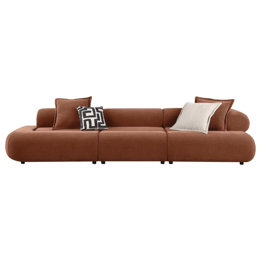 Byrne 143-inch Chenille Modular Bumper Sectional Sofa Rust