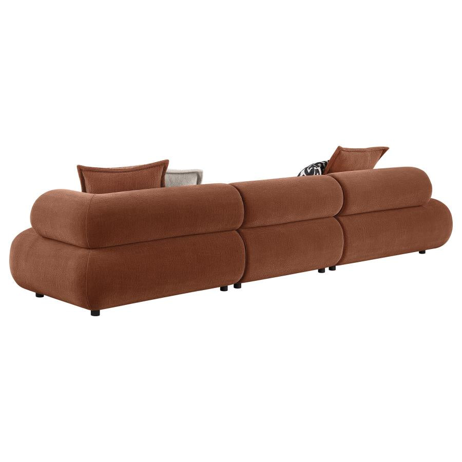 Byrne 143-inch Chenille Modular Bumper Sectional Sofa Rust